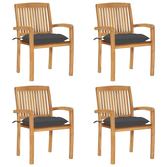 vidaXL 2/4/6/8x Solid Wood Teak Patio Chairs with Cushions Seat Multi Colors