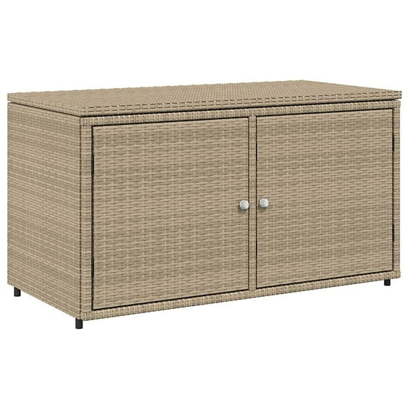 vidaXL 2 Doors PE Rattan Patio Storage Cabinet, Beige