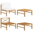 thumbnail image 1 of vidaXL 2 Piece Patio Lounge Set with Cream Cushions Teak Wood, 1 of 5