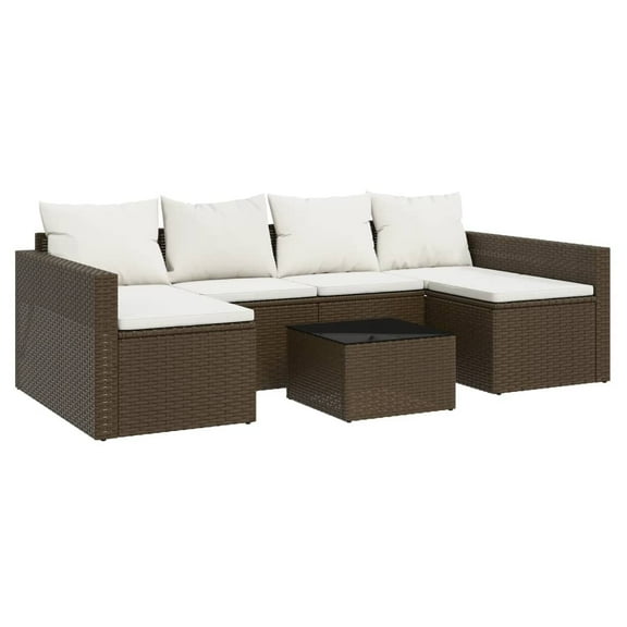 vidaXL Patio Furniture Set 2 Piece Sectional Sofa with Cushions Poly Rattan