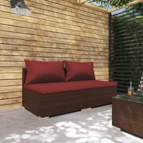 vidaXL 2 Piece Patio Lounge Set with Cushions Poly Rattan Brown, 3101395