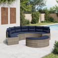 thumbnail image 1 of vidaXL 2 Piece Patio Sofa Set Half-Round Gray Poly Rattan, 1 of 10