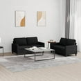 thumbnail image 1 of vidaXL 2 Piece Sofa Set with Cushions Black Fabric, 1 of 5