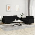 thumbnail image 1 of vidaXL 2 Piece Sofa Set with Cushions Black Fabric, 1 of 6