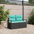 thumbnail image 1 of vidaXL 2-Seater Garden Sofa with Cushions Black Poly Rattan, 1 of 6