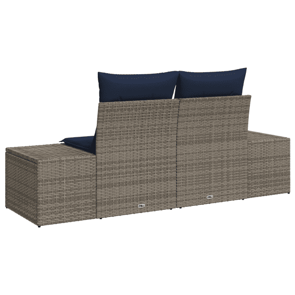 vidaXL 2-Seater Garden Sofa with Storage & Cushions Grey Poly Rattan