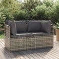 thumbnail image 1 of vidaXL 2-Seater Patio Sofa with Cushions Gray Poly Rattan, 1 of 10