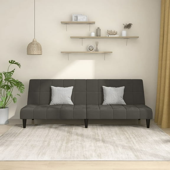 vidaXL 2-Seater Sofa Bed Dark Gray Velvet