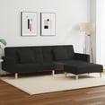 thumbnail image 1 of vidaXL 2-Seater Sofa Bed with Footstool Black Fabric, 1 of 10