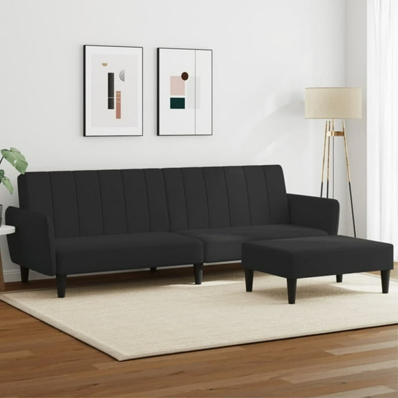 vidaXL 2-Seater Sofa Bed with Footstool Couch Living Room Furniture Velvet