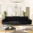 thumbnail image 1 of vidaXL 2-Seater Sofa Bed with Two Pillows Black Velvet, 1 of 10