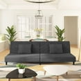 thumbnail image 1 of vidaXL 2-Seater Sofa Bed with Two Pillows Dark Gray Velvet, 1 of 10