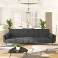 thumbnail image 1 of vidaXL 2-Seater Sofa Bed with Two Pillows Dark Gray Velvet, 1 of 10