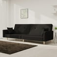 thumbnail image 1 of vidaXL Sofa Bed Black Fabric (100% polyester), wood, plastic 2-seater size, 1 of 5