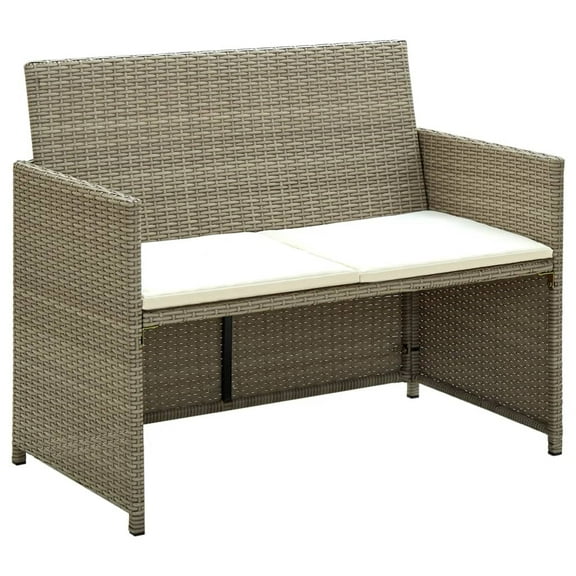 vidaXL 2 Seater Sofa Couch with Cushions Patio Wicker Love Seat PE Rattan