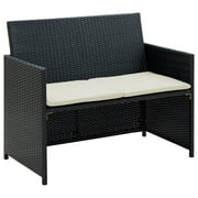 vidaXL 2 Seater Sofa Couch with Cushions Patio Wicker Love Seat PE Rattan