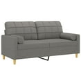 thumbnail image 1 of vidaXL 2-Seater Sofa with Pillows&Cushions Dark Gray 55.1" Fabric, 1 of 48