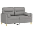 thumbnail image 1 of vidaXL 2-Seater Sofa with Pillows&Cushions Light Gray 47.2" Fabric, 1 of 42