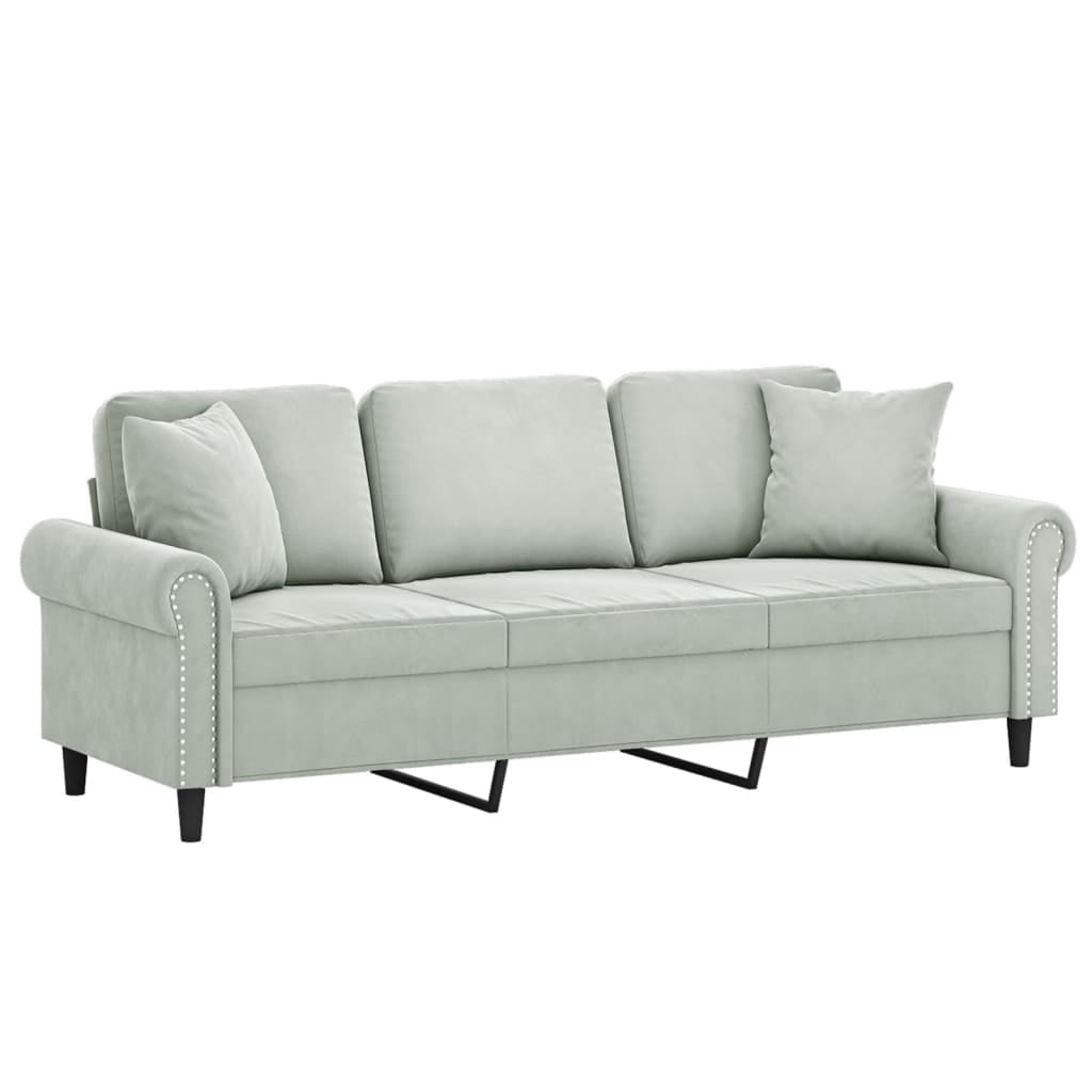 vidaXL 2-Seater Sofa with Throw Pillows Accent Loveseat for Living Room Velvet
