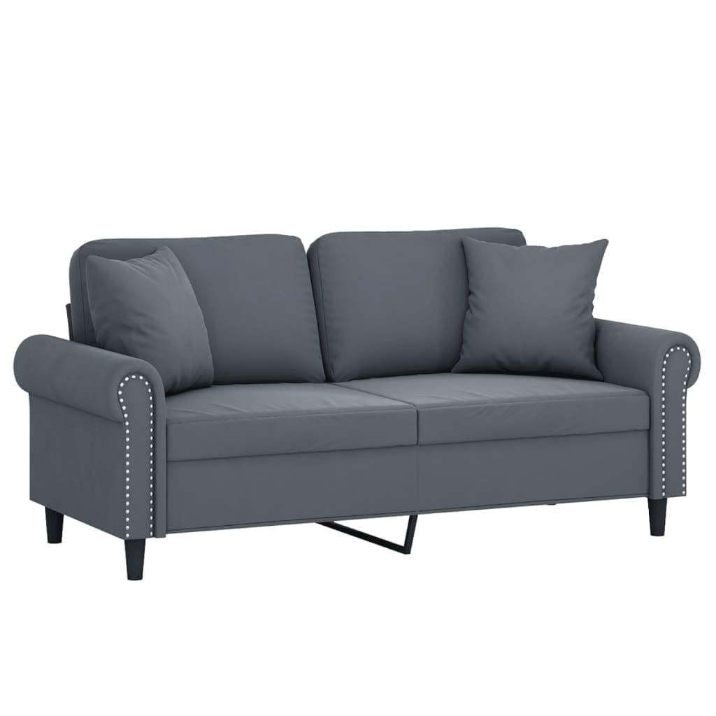 vidaXL 2-Seater Sofa with Throw Pillows Accent Loveseat for Living Room Velvet