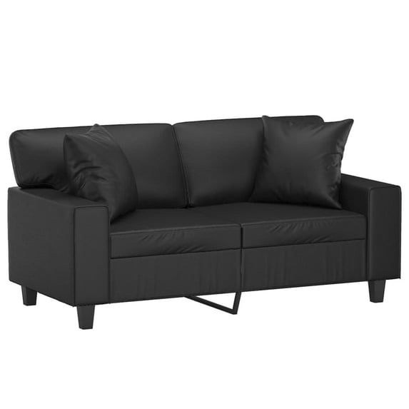 vidaXL 2-Seater Sofa with Throw Pillows Loveseat Couch Black Faux Leather