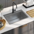 thumbnail image 1 of vidaXL 23.2-inch Kitchen Sink with Strainer, Top-Mount Sink Single Bowl, Silver Stainless Steel, 1 of 11