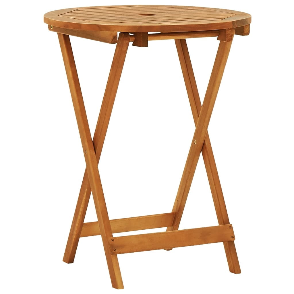 Eucalyptus Wood Foldable Outdoor Dining Table, 23.6" Round