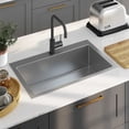 thumbnail image 1 of vidaXL 27.6-inch Kitchen Sink with Strainer, Top-Mount Sink Single Bowl, Silver Stainless Steel, 1 of 11