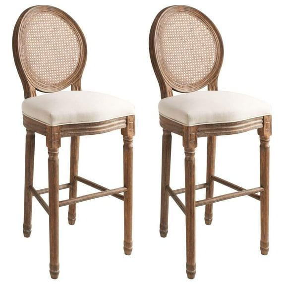 vidaXL 2x Bar Stool Fabric Lounge Seating Kitchen Chairs Cream White/Beige