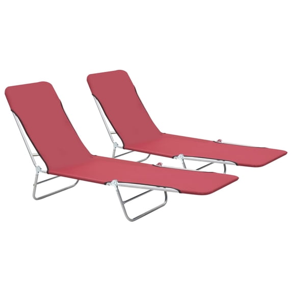 vidaXL 2x Folding Sun Lounger Steel and Fabric Garden Lounge Seat Multi Colors