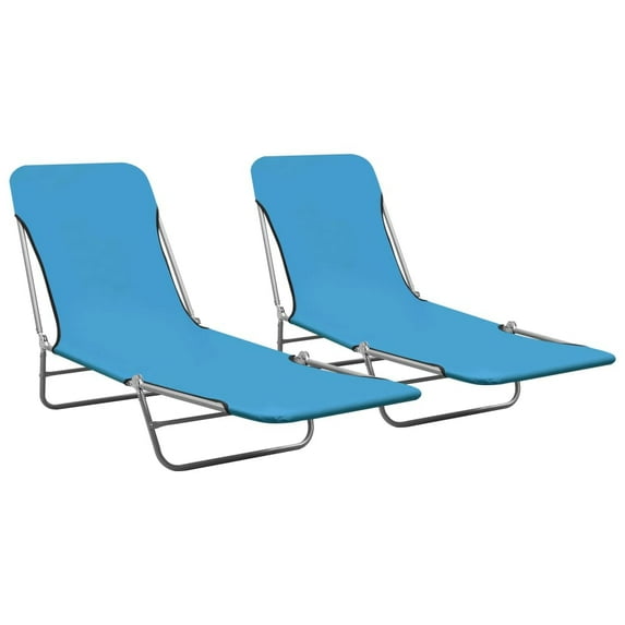 vidaXL 2x Folding Sun Lounger Steel and Fabric Garden Lounge Seat Multi Colors