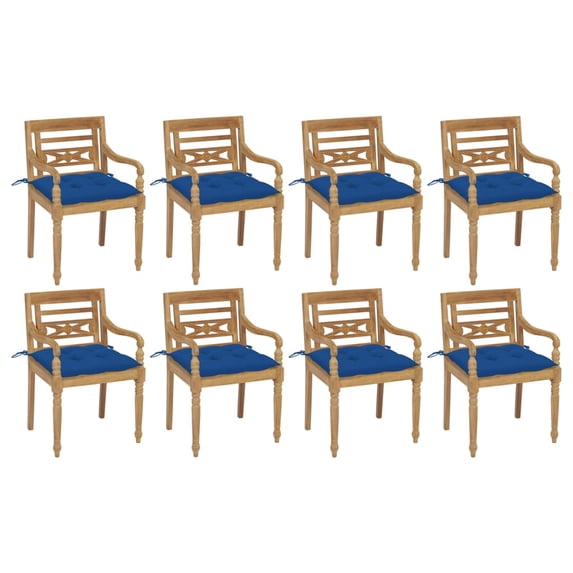 vidaXL 2x Solid Teak Wood Batavia Chair with Multi Color Cushions Garden Seat