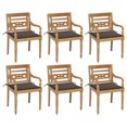 thumbnail image 1 of vidaXL 2x Solid Teak Wood Batavia Chairs with Cushions Seating Multi Colors, 1 of 3