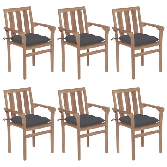 vidaXL 2x Solid Teak Wood Garden Chair with Multi Color Cushions Lounge Seat