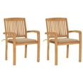 thumbnail image 1 of vidaXL 2x Solid Teak Wood Garden Chairs with Cushions Seating Multi Colors, 1 of 12