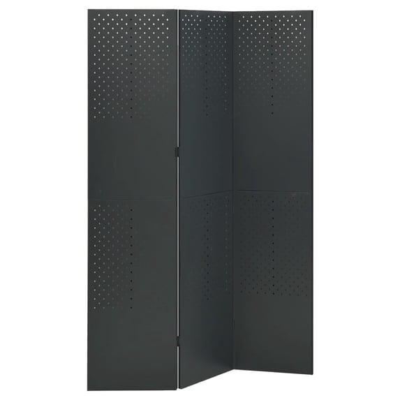 vidaXL Free-standing 3-Panel Room Divider Anthracite 47.2x70.9 Inch Steel