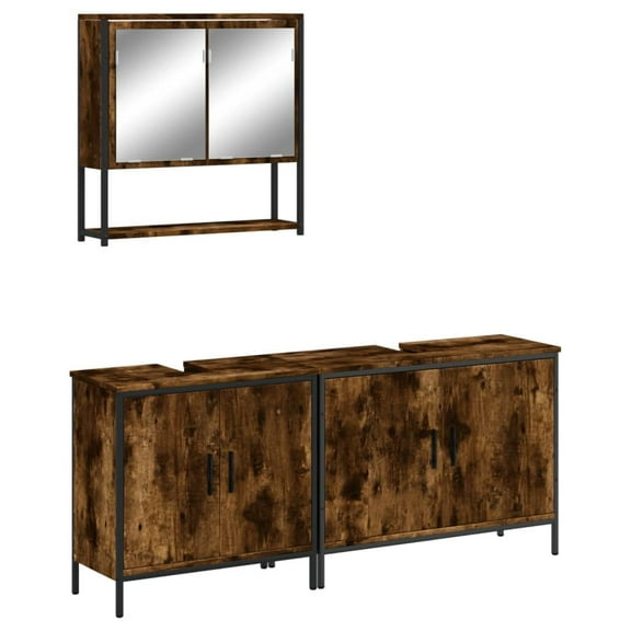 vidaXL 3 Piece Bathroom Furniture Set Black Engineered Wood