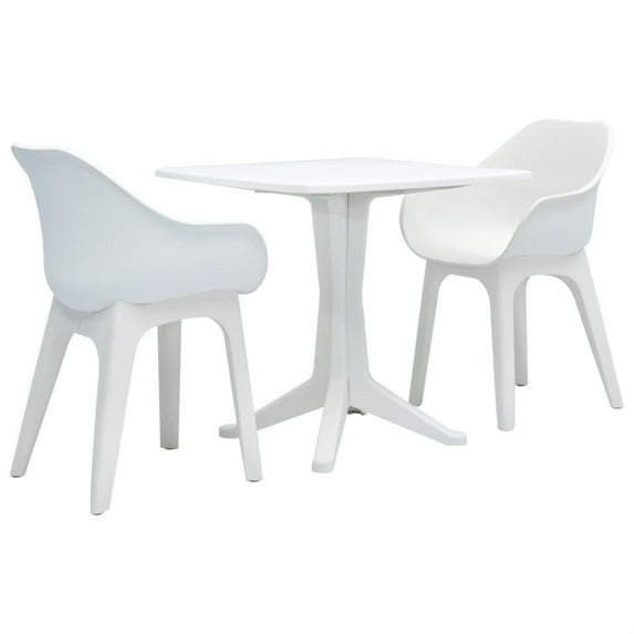 vidaXL 3 Piece Bistro Set Plastic White