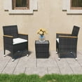 thumbnail image 1 of vidaXL 3 Piece Bistro Set Poly Rattan and Tempered Glass Black, 1 of 63