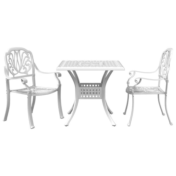 vidaXL 3 Piece Bistro Set White Cast Aluminum