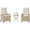 thumbnail image 1 of vidaXL 3 Piece Bistro Set with Cushions Beige Poly Rattan, 1 of 47