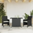 thumbnail image 1 of vidaXL 3 Piece Bistro Set with Cushions Black Poly Rattan, 1 of 6