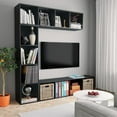 thumbnail image 1 of vidaXL 3 Piece Book/TV Cabinet Set Black 70.9"x11.8"x70.9", 1 of 36
