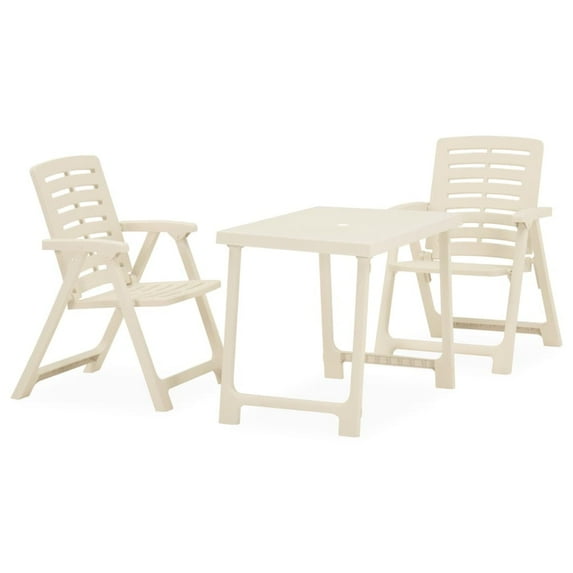 vidaXL 3 Piece Folding Bistro Set Plastic White