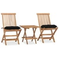 thumbnail image 1 of vidaXL 3 Piece Folding Patio Dining Set with Cushion Solid Teak Wood, 1 of 11
