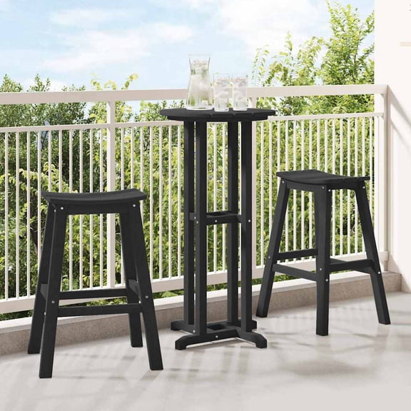 vidaXL 3 Piece Garden Bar Set Black HDPE