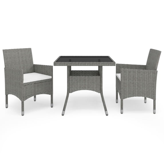 vidaXL Patio Dining Set Outdoor Dining Set Table Chair Poly Rattan and Glass