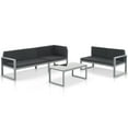 thumbnail image 1 of vidaXL 3 Piece Garden Lounge Set with Cushions Aluminum Black, 1 of 4