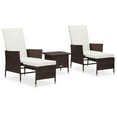 thumbnail image 1 of vidaXL Patio Furniture Set 3 Piece Wicker Armchairs with Table Poly Rattan, 1 of 34