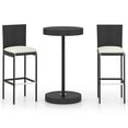 thumbnail image 1 of vidaXL 3 Piece Patio Bar Set with Cushions Poly Rattan Black, 1 of 44